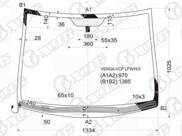 Стекло лобовое (Обогрев щеток) Hyundai ix20 10-19  / Kia Venga 10-17