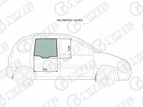 Стекло заднее правое опускное HYUNDAI MATRIX /LAVITA 01-10