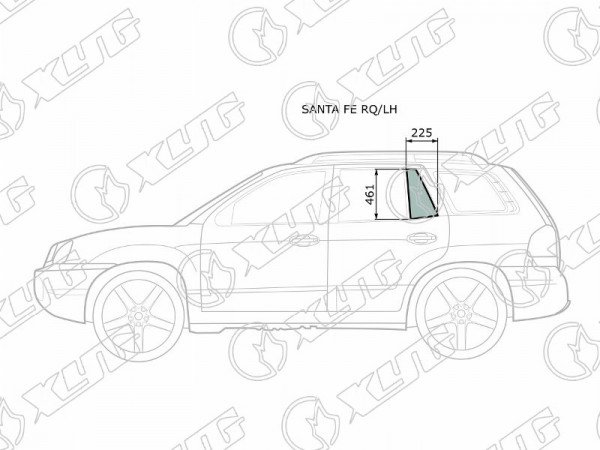 Стекло форточки (уголок) задней левой двери HYUNDAI SANTA FE 00-06 /TAGAZ 06-