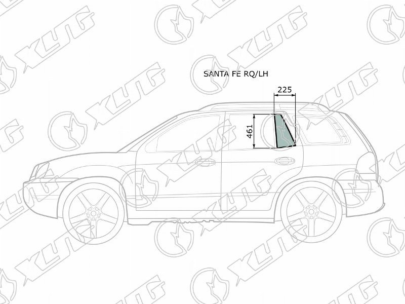Санта Фе 2 Размеры боковых стекол.