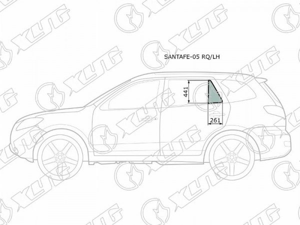 Стекло форточки (уголок) задней левой двери HYUNDAI SANTA FE 06-12
