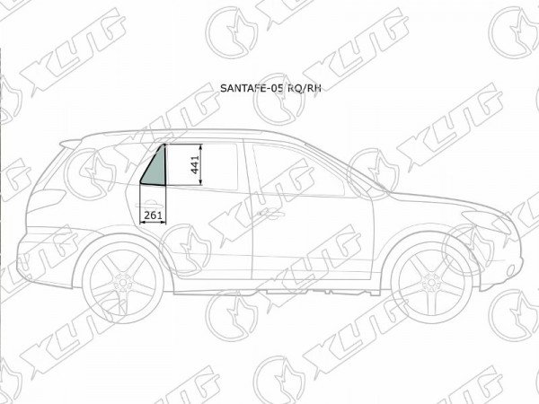 Стекло форточки (уголок) задней правой двери HYUNDAI SANTA FE 06-12