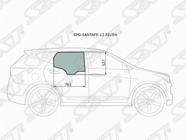 Стекло заднее правое опускное HYUNDAI SANTA FE 12-18