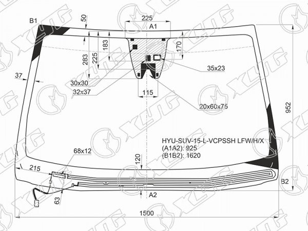 Стекло лобовое с обогревом щеток + дд + камера(по центру) HYUNDAI SANTA FE 14-18