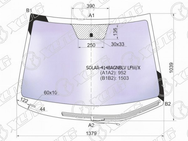 Стекло лобовое атермальное HYUNDAI SOLARIS /KIA RIO 4 /5D 10-17 (Solar-X защита от ультрафиоле