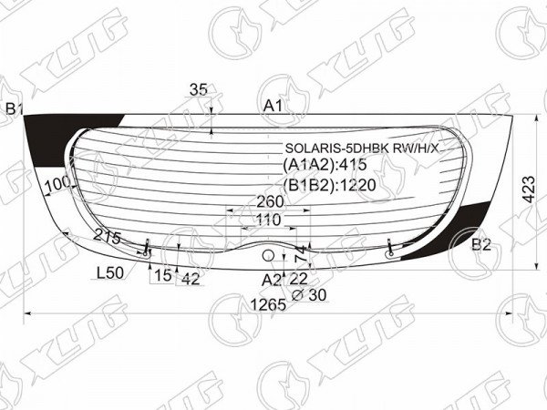 Стекло заднее (Цвет зеленый / Обогрев / 5D HBK) Hyundai Solaris 10-17  / Accent 11-17