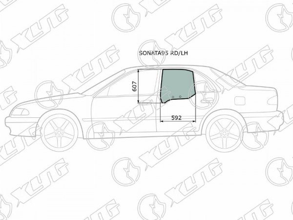 Стекло заднее левое опускное HYUNDAI SONATA III 95-99