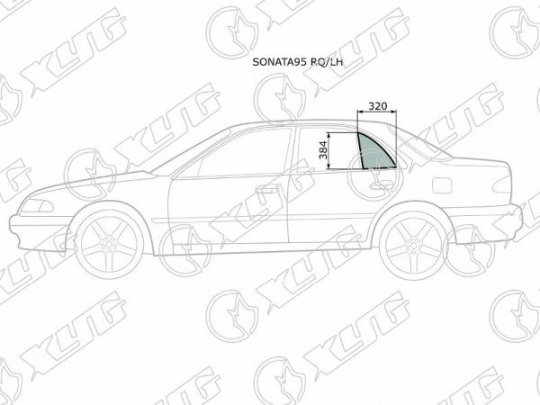 Стекло форточки (уголок) задней левой двери HYUNDAI SONATA III 95-99