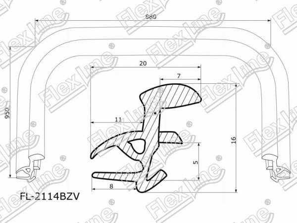Молдинг лобового стекла (П-образный) Hyundai Sonata 98-13  / Kia Optima 00-05
