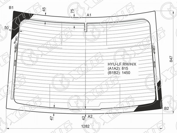 Стекло заднее (Цвет зеленый / Обогрев / Антенна) Hyundai Sonata 14-19