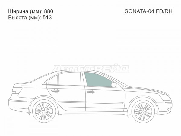 Стекло боковое опускное (Спереди / Справа / Цвет зеленый) Hyundai Sonata 04-10