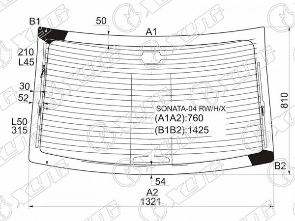 Стекло заднее с обогревом HYUNDAI SONATA NF V 04-10