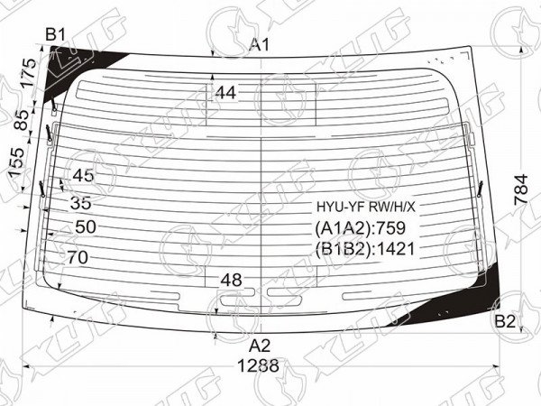 Стекло заднее с обогревом HYUNDAI SONATA YF 10-14