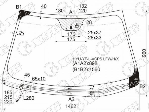 Стекло лобовое с обогревом щеток + дд HYUNDAI SONATA YF 10-14