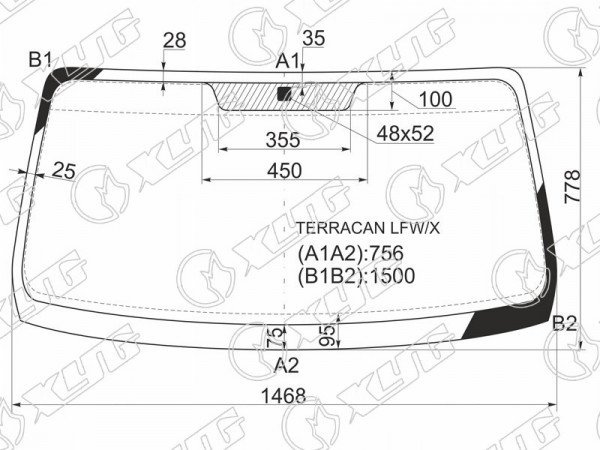 Стекло лобовое HYUNDAI TERRACAN 01-07