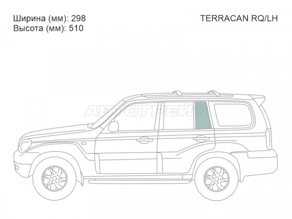 Стекло форточки (Сзади / Слева / Цвет зеленый) Hyundai Terracan 01-07