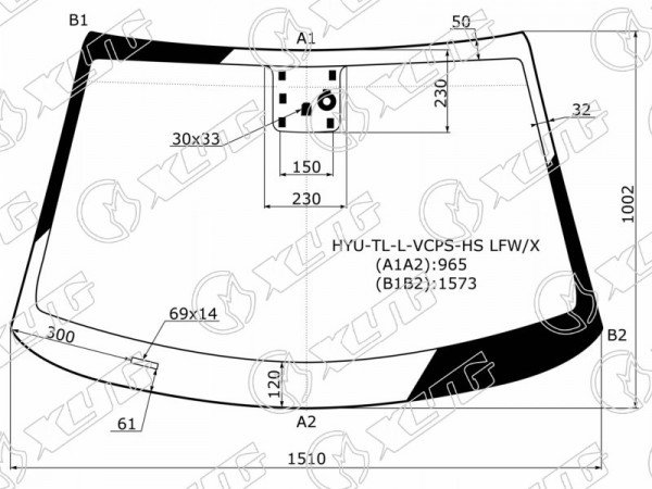 Стекло лобовое (Датчик дождя / Место под датчик запотевания) Hyundai Tucson 15-21