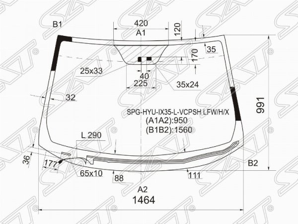 Стекло лобовое с обогревом щеток + дд HYUNDAI TUCSON /IX35 10-15