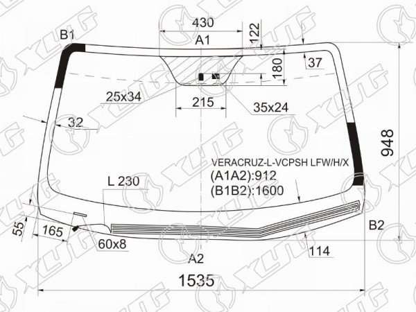 Стекло лобовое с обогревом щеток + дд HYUNDAI VERACRUZ /IX55 07-12