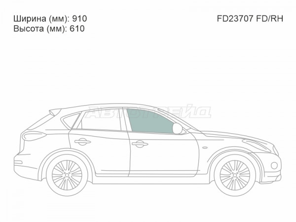 Стекло боковое опускное (Спереди / Справа / Цвет зеленый) Infiniti EX25 11-13  / EX35 07-13