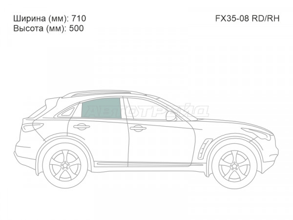 Стекло боковое опускное (Сзади / Справа / Цвет зеленый) Infiniti FX35 08-12  / FX30d 10-12