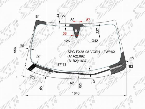 Стекло лобовое с обогревом щеток + дд INFINITI FX35 /37 /45 /50 08-13 /INFINITI QX70 13-17