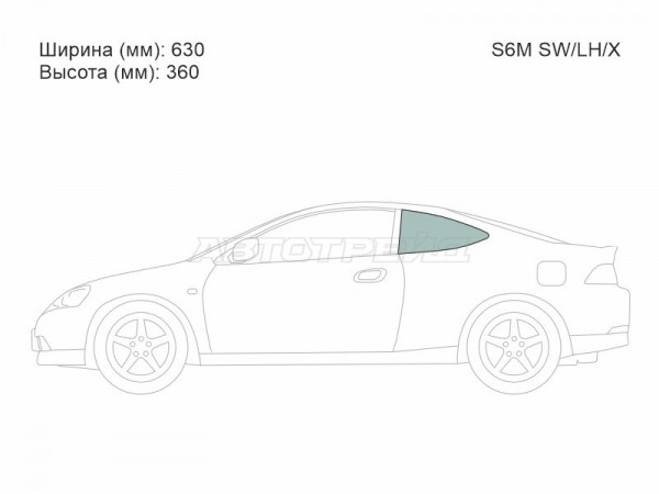 Стекло кузова боковое (не опускное) (Слева / Цвет зеленый) Acura RSX 02-04  / Honda Integra 01-06