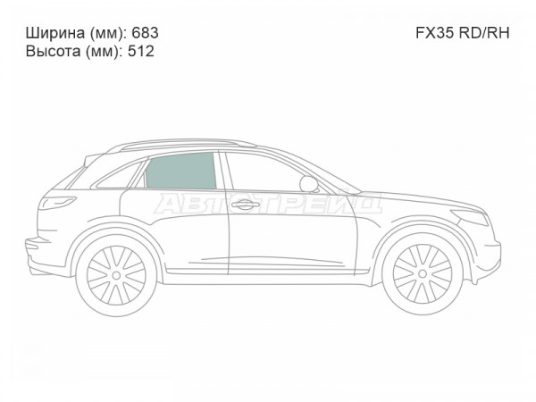 Стекло боковое опускное (Сзади / Справа / Цвет зеленый) Infiniti FX35 02-08  / FX45 02-09