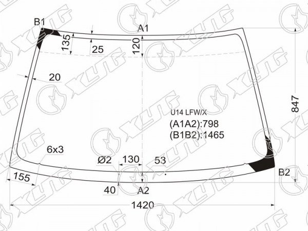 Стекло лобовое NISSAN BLUEBIRD /PRIMERA (Европа) 4 /5D HBK /WGN 95-01