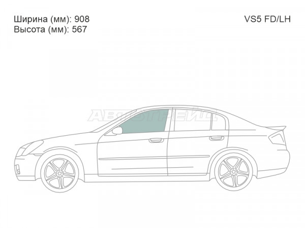 Стекло боковое опускное (Спереди / Слева / Цвет зеленый) Infiniti G35 02-07  / Nissan Skyline 01-07