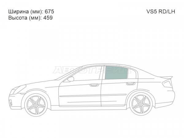 Стекло боковое опускное (Сзади / Слева / Цвет зеленый) Infiniti G35 02-07  / Nissan Skyline 01-07
