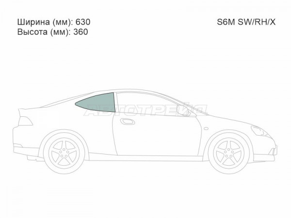 Стекло кузова боковое (не опускное) (Справа / Цвет зеленый) Acura RSX 02-04  / Honda Integra 01-06