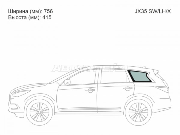 Стекло кузова боковое (не опускное) (Слева / Цвет зеленый) Infiniti JX35 12-14  / QX60 14-21