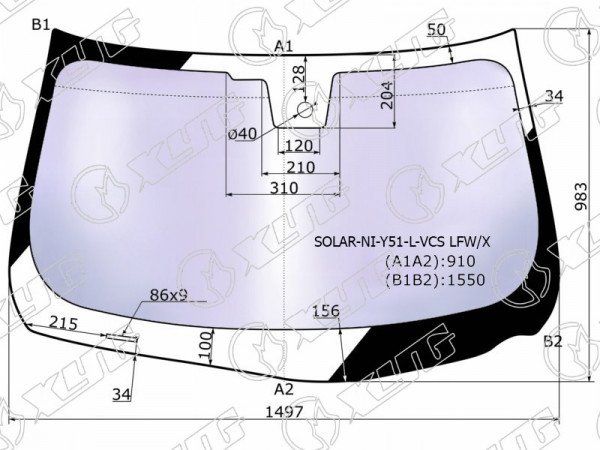 Стекло лобовое атермальное + дд INFINITI M25 /35 /37 /45 10-13 /INFINITI Q70 13- (Solar-X защита от ульт