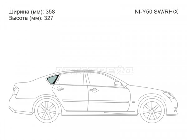Стекло кузова боковое (не опускное) (Справа / Цвет зеленый) Infiniti M35 04-10  / M45 07-10