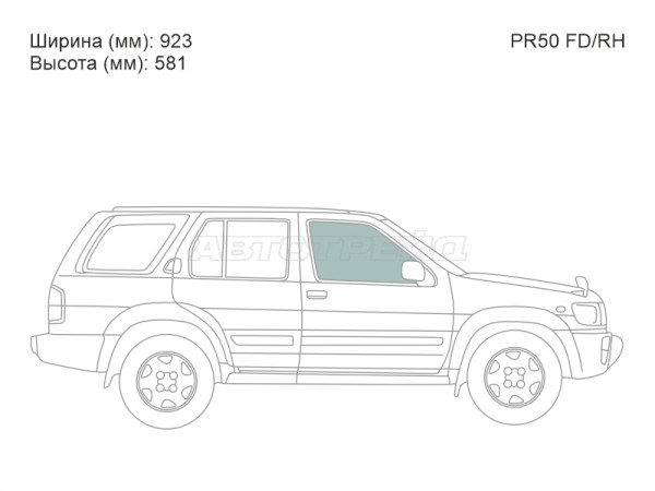 Стекло боковое опускное (Спереди / Справа / Цвет зеленый) Nissan Pathfinder 95-04  / Terrano 95-02