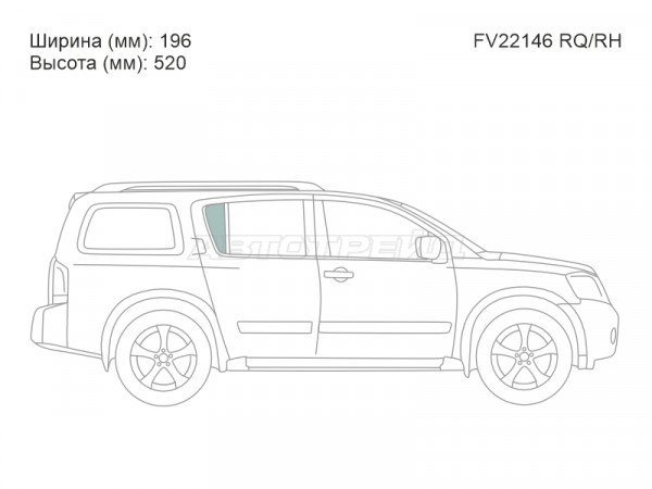 Стекло форточки (Сзади / Справа / Цвет зеленый) Infiniti QX56 04-10  / Nissan Armada 03-16