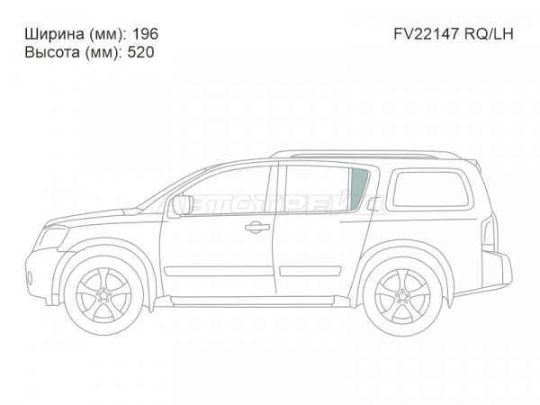 Стекло форточки (Сзади / Слева / Цвет зеленый) Infiniti QX56 04-10  / Nissan Armada 03-16