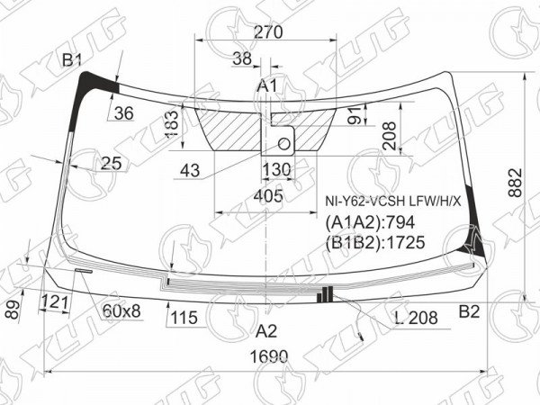 Стекло лобовое с обогревом щеток + дд NISSAN PATROL /INFINITI QX56 /80 10-