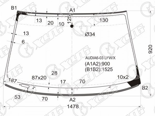 Стекло лобовое AUDI RS6 V8 4D 01-04