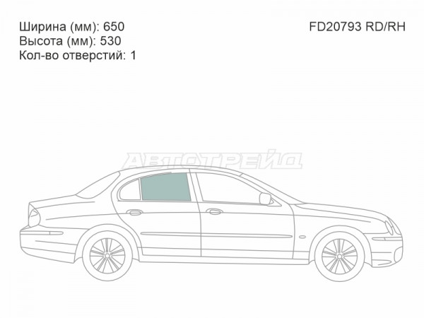 Стекло боковое опускное (Сзади / Справа / Цвет зеленый) Jaguar S-type 99-08