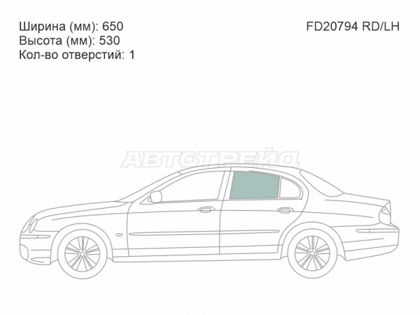 Стекло боковое опускное (Сзади / Слева / Цвет зеленый) Jaguar S-type 99-08
