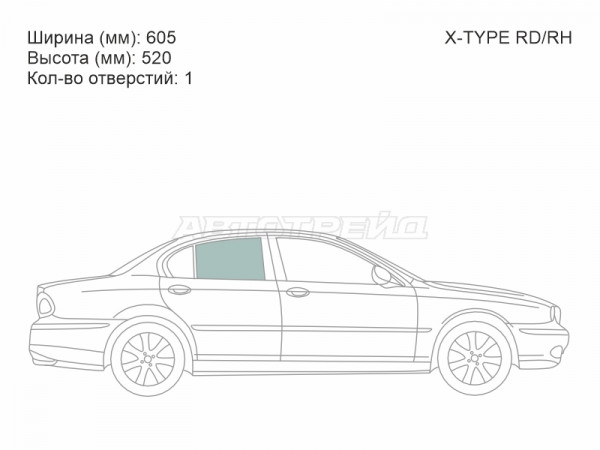 Стекло боковое опускное (Сзади / Справа / Цвет зеленый) Jaguar X-Type 01-09