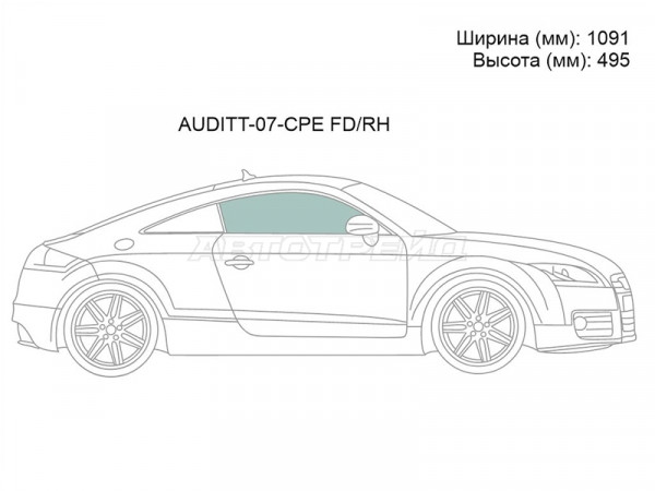 Стекло боковое опускное (Спереди / Справа / Цвет зеленый) Audi TT 06-14  / TT RS 09-14