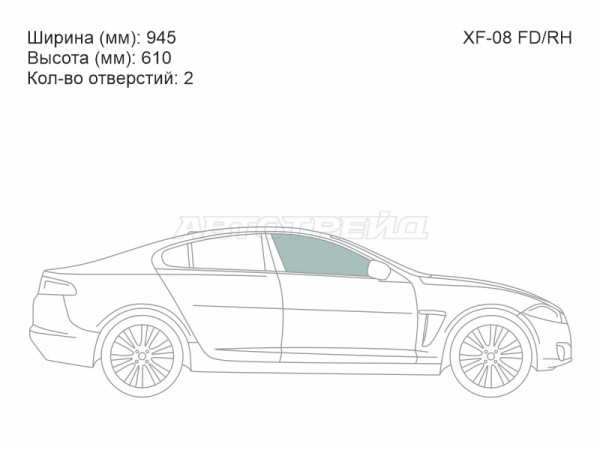 Стекло боковое опускное (Спереди / Справа / Цвет зеленый) Jaguar XF 07-16