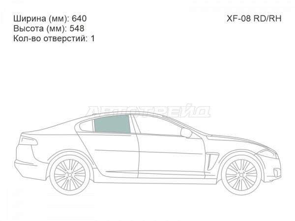 Стекло боковое опускное (Сзади / Справа / Цвет зеленый) Jaguar XF 07-16