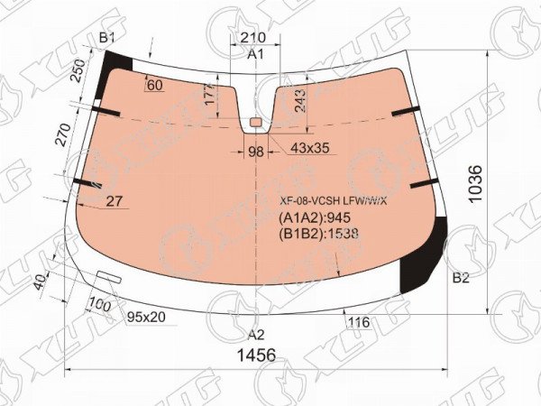 Стекло лобовое с полным обогревом + дд JAGUAR XF 4D 07-15