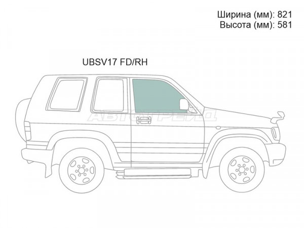 Стекло боковое опускное (Спереди / Справа / Цвет зеленый) Honda Horizon 94-99  / Isuzu Bighorn 91-02