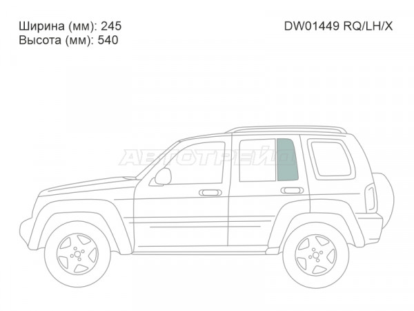 Стекло форточки (Сзади / Слева / Цвет зеленый) Jeep Cherokee 01-07  / Liberty 01-07