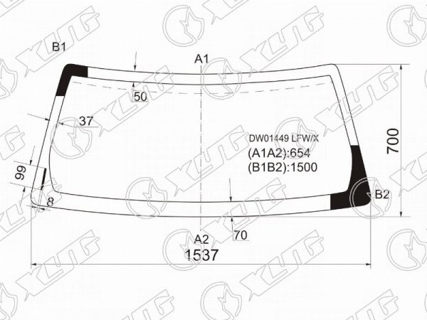 Стекло лобовое (вертикальный VIN) JEEP LIBERTY /JEEP CHEROKEE 02-07